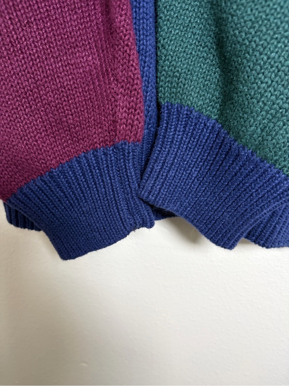 Vintage American Weekend Colorblock Argyle Sweater Size Large 90s Ramie Cotton - Picture 6 of 12